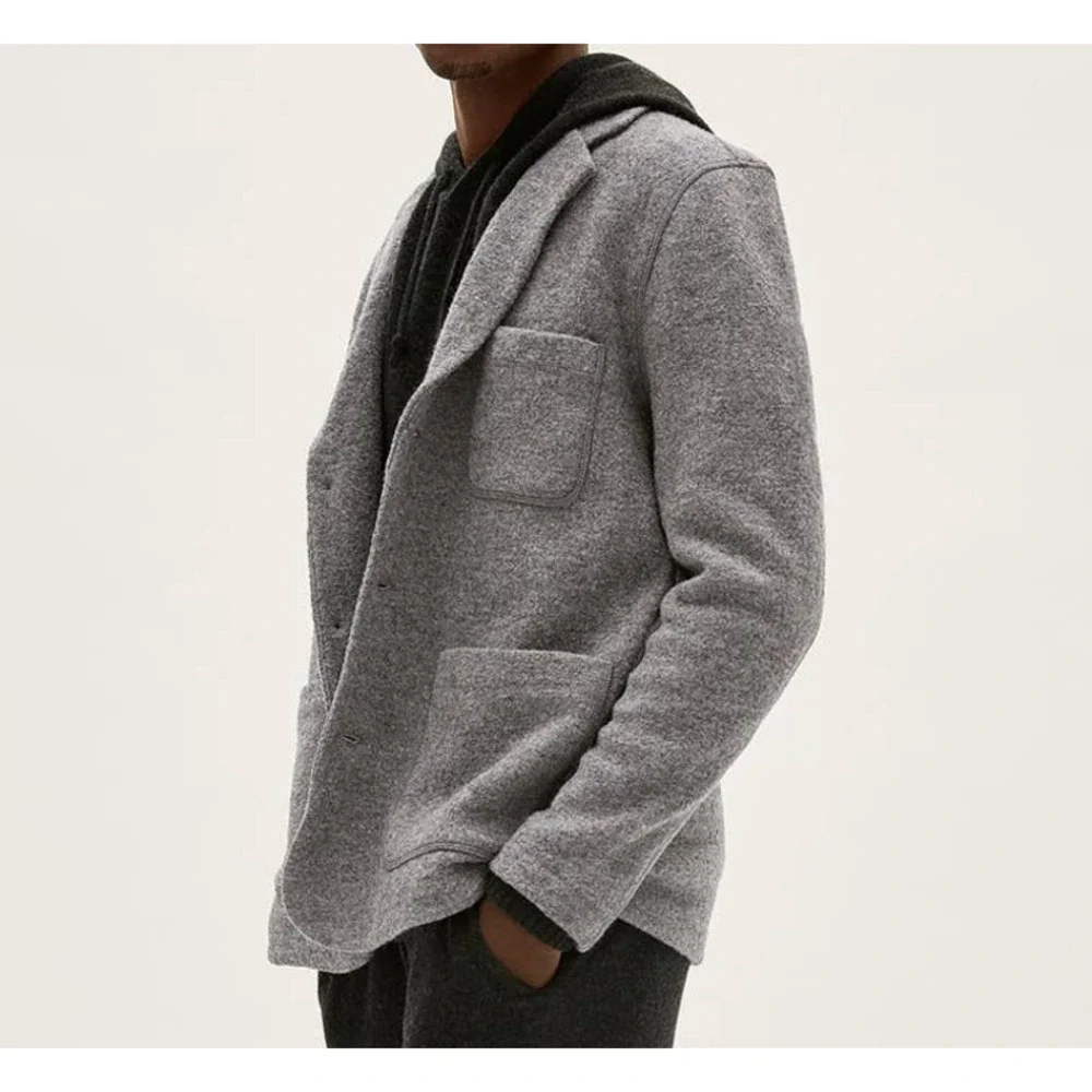Everlane The Italian Wool Chore Blazer  Heathered Charcoal Size L NWT